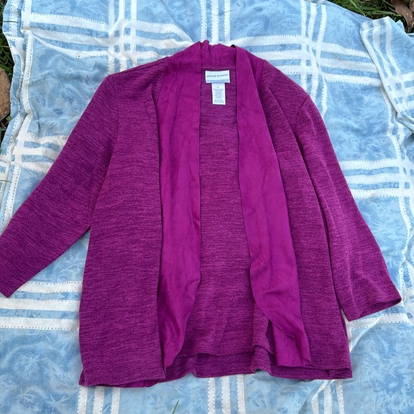 Alfred Dunner Petite Stretch Knit Purple Shirt Jacket Combo Cascading Front PL - Picture 11 of 15